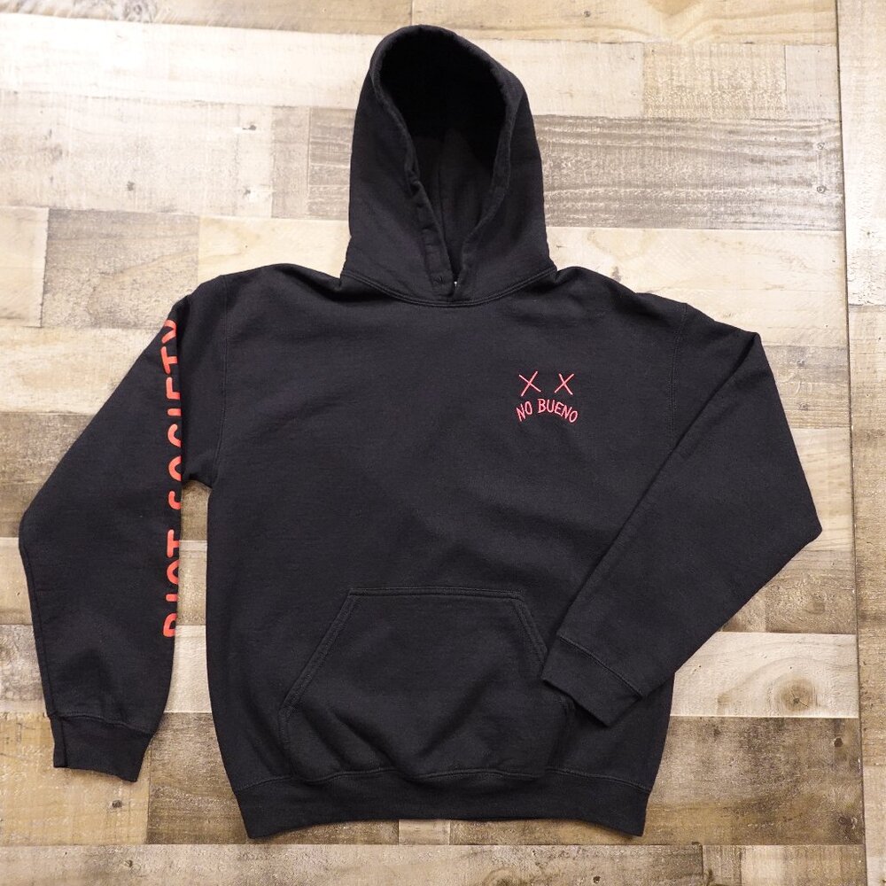Riot Society “No Bueno” Hoodie Men’s Medium Black Graphic Streetwear Pullover